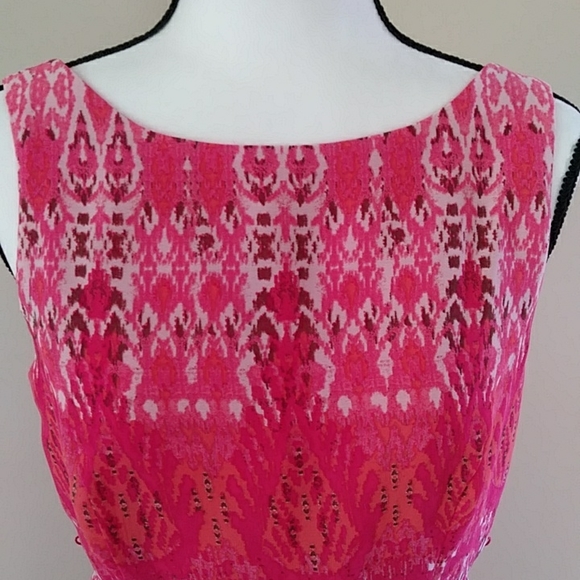 Dressbarn Lined Low Back Dress 12 Petite Coral Tangerine Pink Orange - Picture 8 of 16